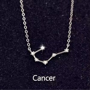 Simple 925 Sterling Silver Zircon Constellation Necklace - Cancer